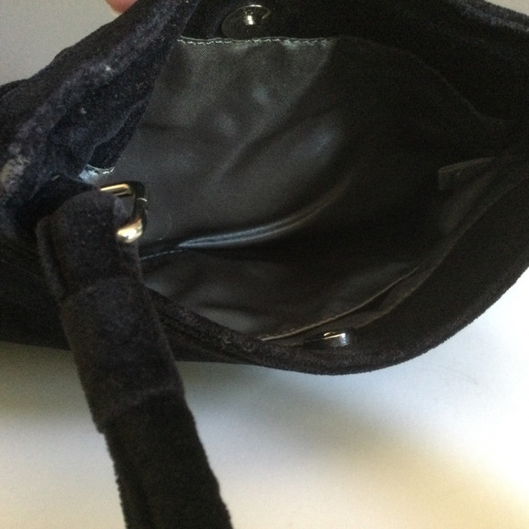 Black Velvet Mini Bag With Silver Pearl & Rhinestone Embellishment - Picture 2 of 5